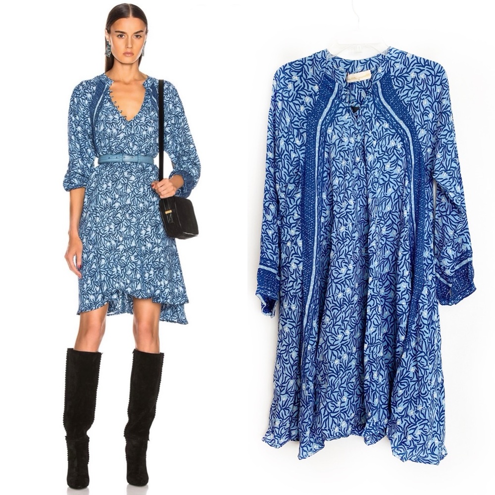 Natalie Martin Blue Floral Print Midi Dress